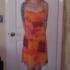 California Concepts orange tropical print dress